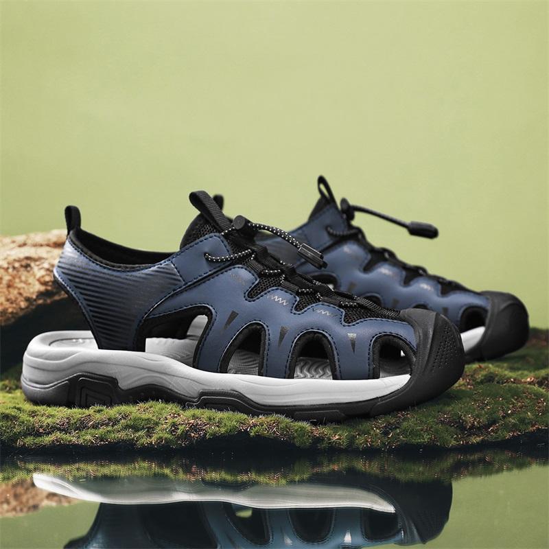 Мода 2025 Сандалии мужские из натуральной кожи Высококачественные Удобные Уличные Нескользящие Пляжные туфли Кроссовки Горячая распродажа Мужская обувь для ходьбы и путешествий