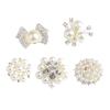 5 Pieces Rhinestone Crystal Pearl Embellishment Buttons Flatback