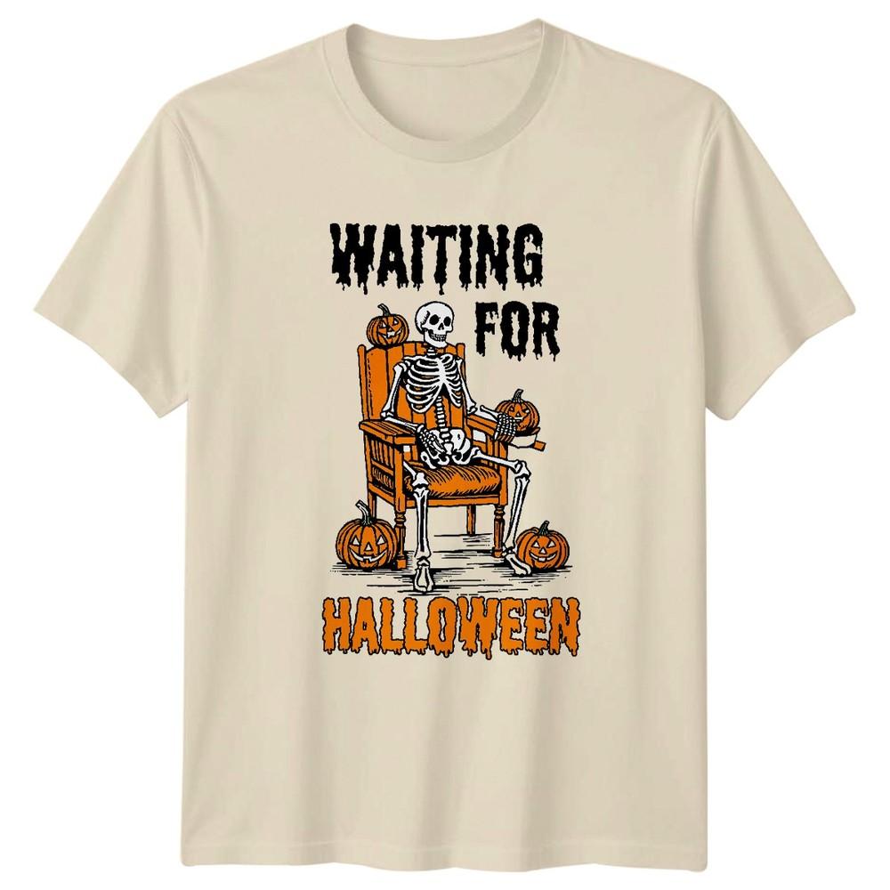 Waiting For Halloween Skeleton Halloween Holidays Unisexs TShirt Unisexs Graphic