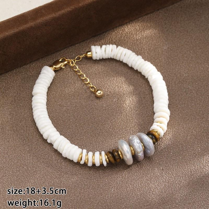 Baroque Pearl Shell Beaded Bracelet Women Boho Chic Minimalist Luxury Handmade Jewelry 2026