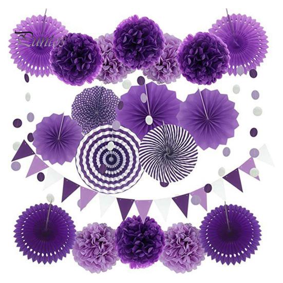 1 комплект, комплект для украшения вечеринки, красочные бумажные вееры с цветами, помпоны, баннеры, карнавальные украшения для дня рождения, праздника, фиесты