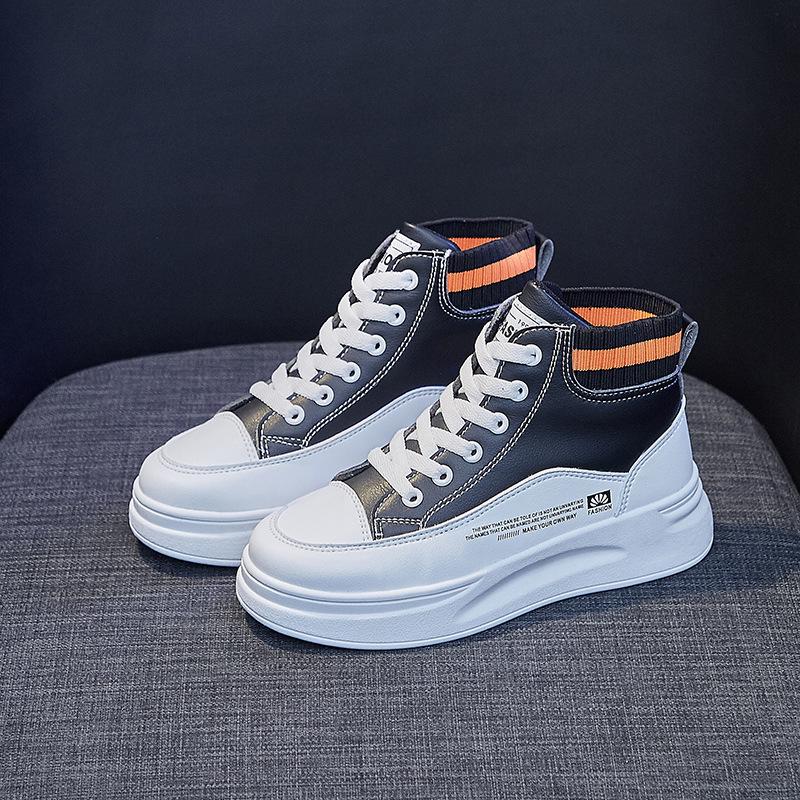 Ins высокие маленькие белые туфли женские весна 2025 новые на толстой подошве корейская версия универсальные студенческие туфли для сноуборда женская уличная обувь TH919