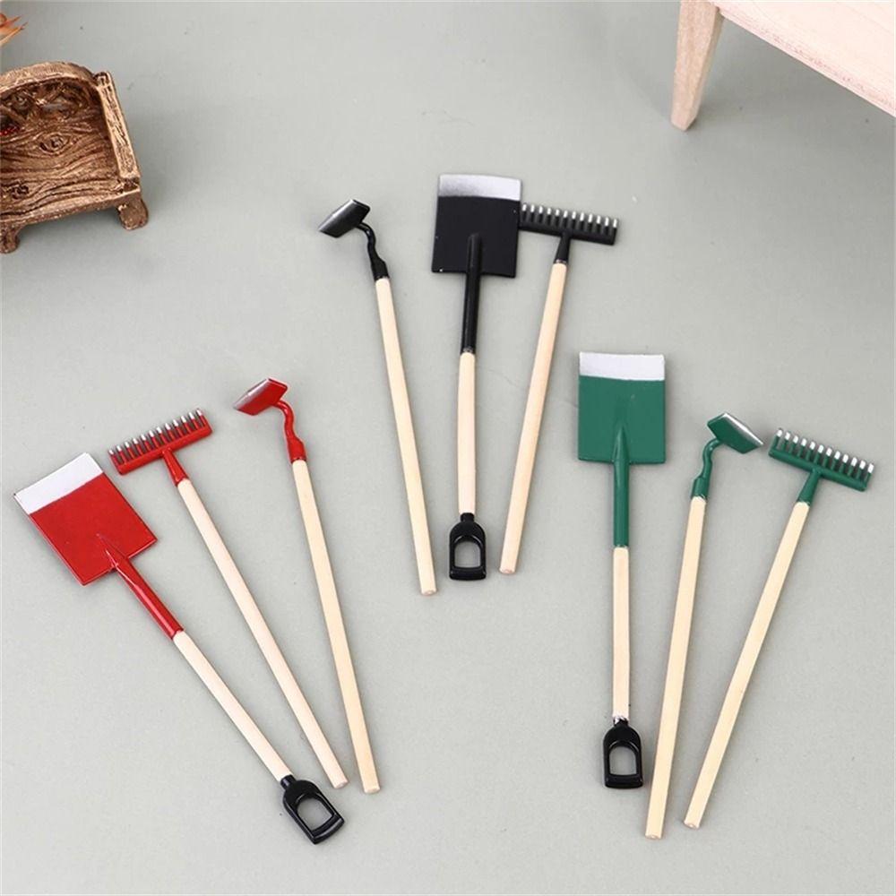 Play Farming Tools Dollhouse Miniature Shovel Hoe and Pitchfork Simulation Shovel Farming Tools