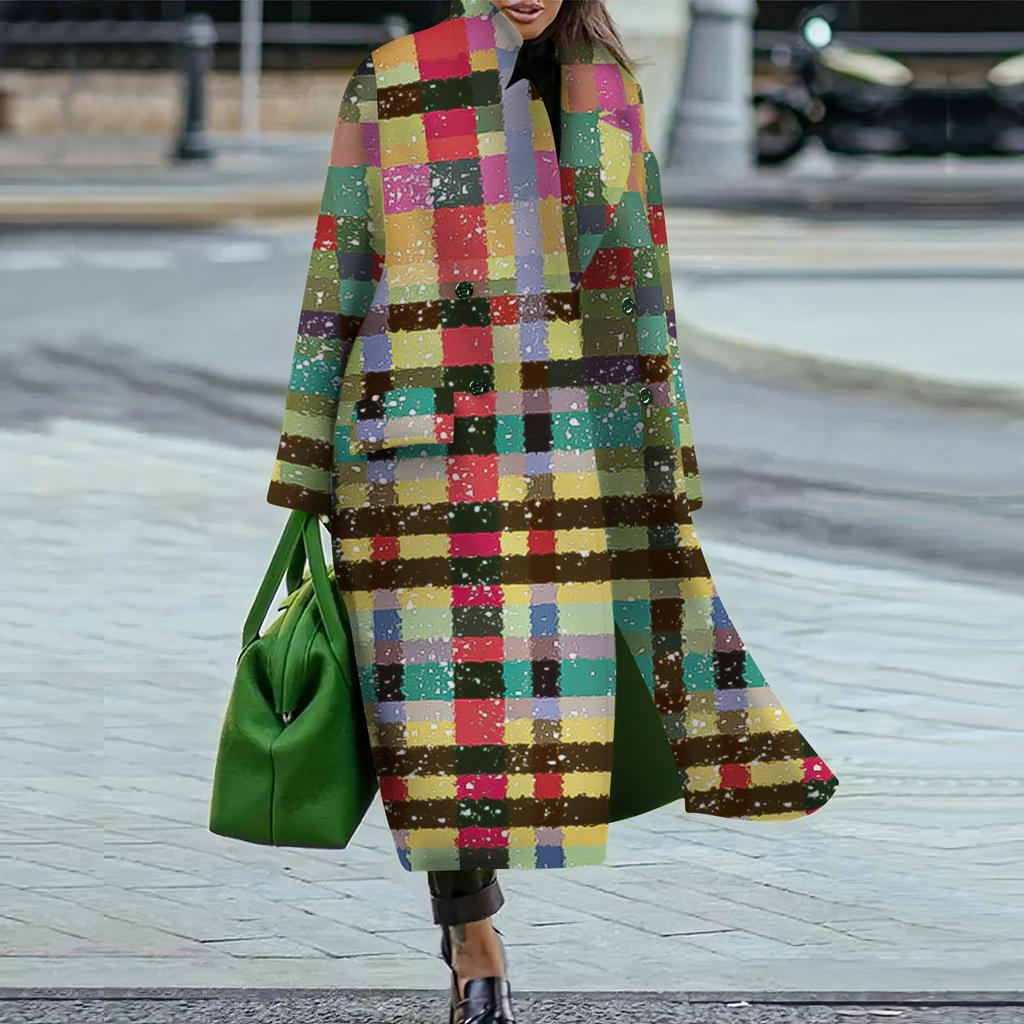 IHUASU Loose Winter Autumn Women's Tweed Jacket Warm Commuter Temperament Coat