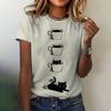 Women's T-shirt Cat Print Short Sleeve Summer Casual Wear Loose Top Fashion Round Neck Short Sleeve Women's Elegant T-shirt