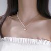 925 Sterling Silver High Polish Love Pearl Asymmetric Chain Necklace for Women Lady Party Choker Necklace Jewelry Gifts S-N693