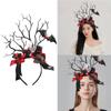 Dark Skeleton Hand Headband Cosplay Masquerade Headwear Accessories Delicate Bat Ribbon Photo Props