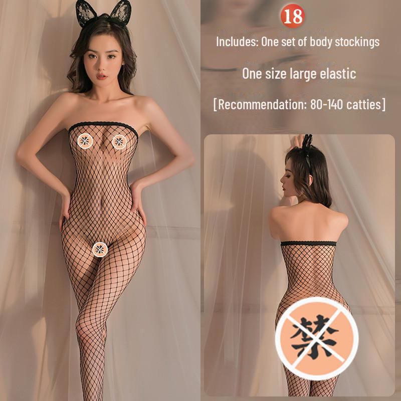 Эротический черный сетчатый комплект нижнего белья с открытыми чулками - соблазнительный и сексуальный