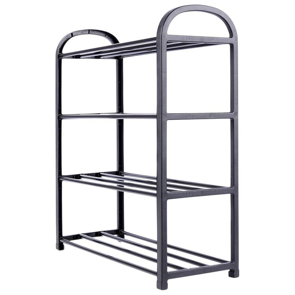 4-Tier Black Metal Shoe Rack Organizer 49.5x18.5x56.5cm