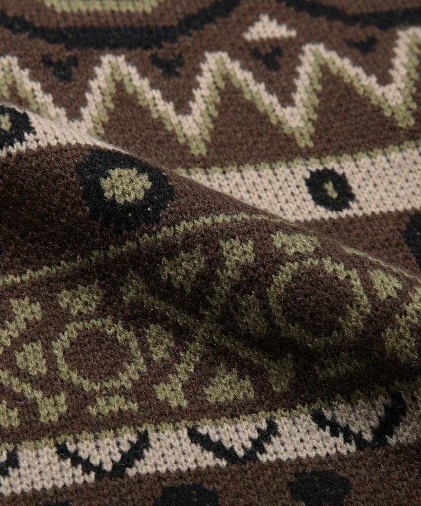TRILLION Винтажный жаккардовый джемпер Fair Isle с круглым вырезом_Коричневый