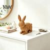 Weather Resistant Yard Art 3D Printed Wicker?Look Bunny Figurine, Rattan Texture Rabbit Statue, Tabletop Decorative Ornament for Indoor Outdoor