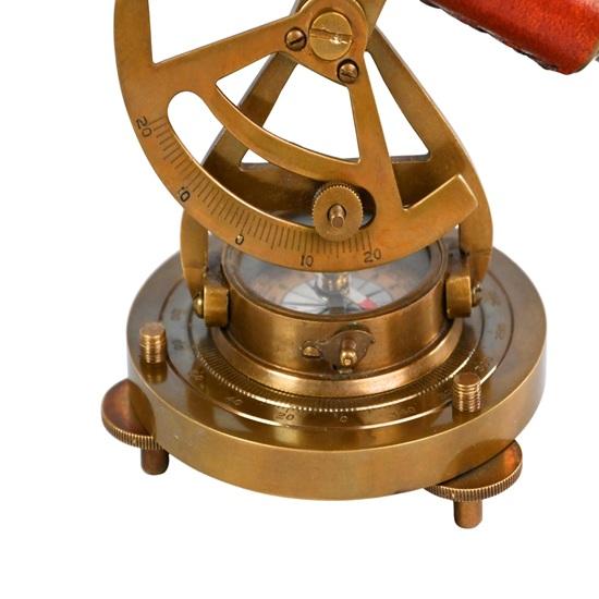 13.97 Cm Brass Telescope with Compass Nautical Spyglass Decor Red Leather