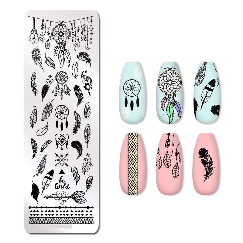 Штамповочные пластины для дизайна ногтей, листья, цветы, трафареты из нержавеющей стали, инструменты для штамповки изображений для ногтей, маникюрные инструменты
