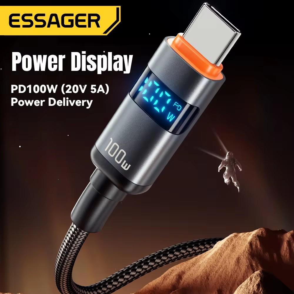 Essager Digital Display USB Type C - USB C кабель для Huawei mate60 100 Вт быстрая зарядка зарядное устройство провод шнур для Macbook pro Xiaomi