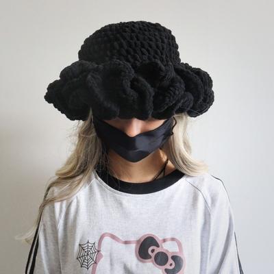 Женская вязаная плюшевая шапка милая кружевная шапка шапка с оборками осенняя и зимняя теплая хэллоуинская шапка для взрослых