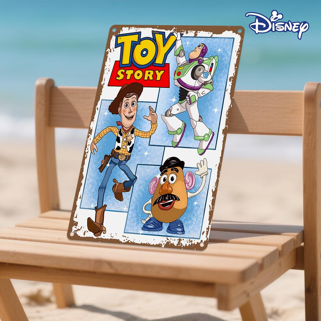 1 шт. Винтажная металлическая жестяная табличка «История игрушек», 20,32x30,48 см, Железная настенная декоративная табличка, Стиль ар-деко, Безрамный 2D плоский дизайн