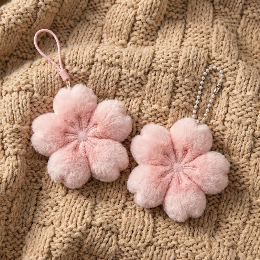 Friendship Cherry Blossom Pendant Ornaments Fluffy Flower Pendant Plush Flower Keychain Gifts