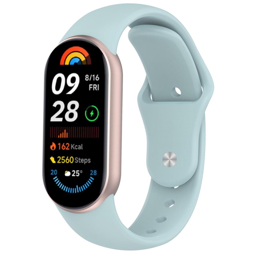 Прочная силиконовая пряжка Yuelai для Xiaomi Smart Band 9/8, однотонная металлическая застежка