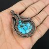 Tibetan Turquoise Pendant, 999 Copper Wire Wrapped Gemstone Jewelry, Handmade Pendant, For Thanksgiving