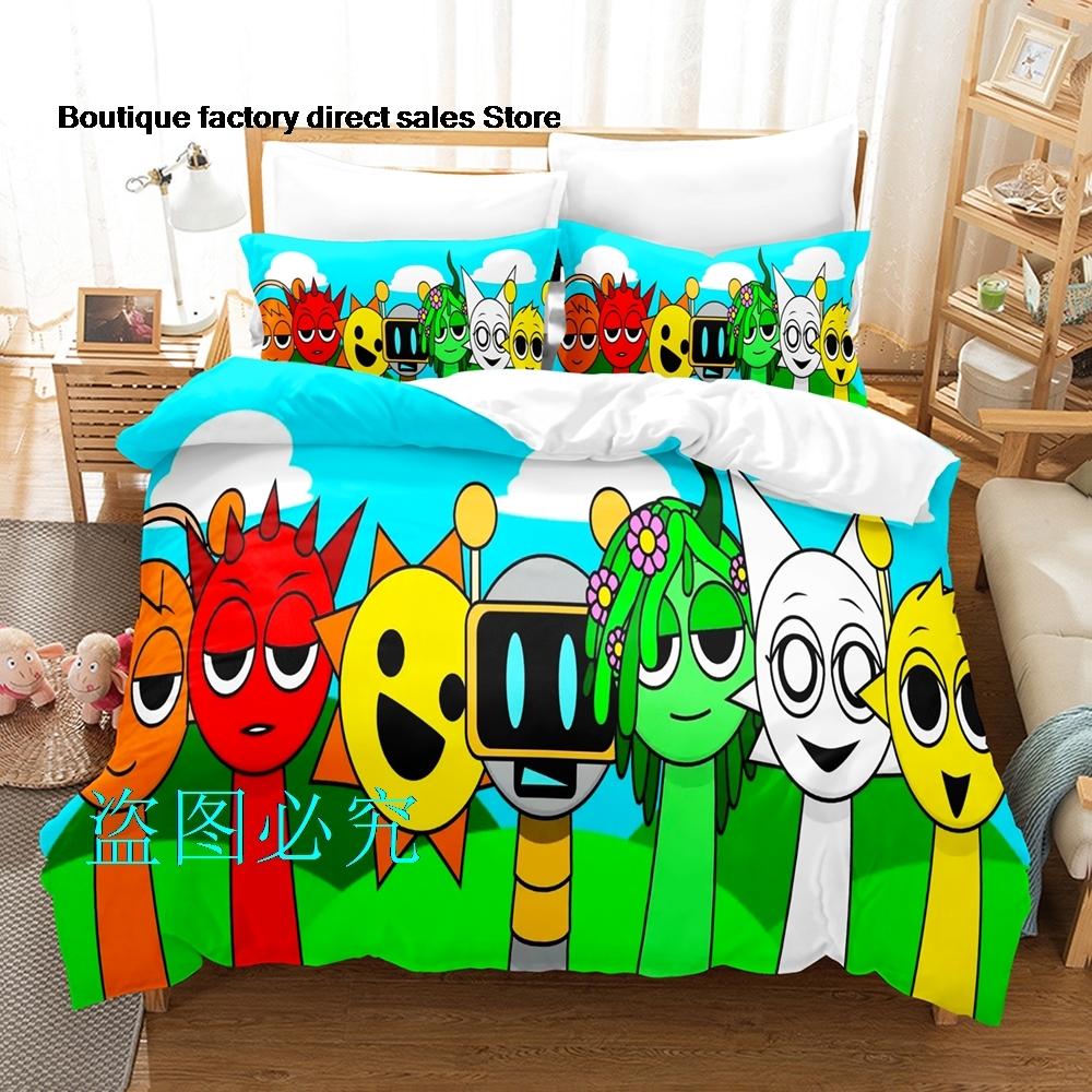 Комплект постельного белья Sprunki Односпальный Полуторный Двуспальный Евро Размер Кинг-Сайз Комплект для кровати Взрослый Детская Спальня Комплекты с пододеяльникомsprunki Аниме Parure De Lit Кровать 6
