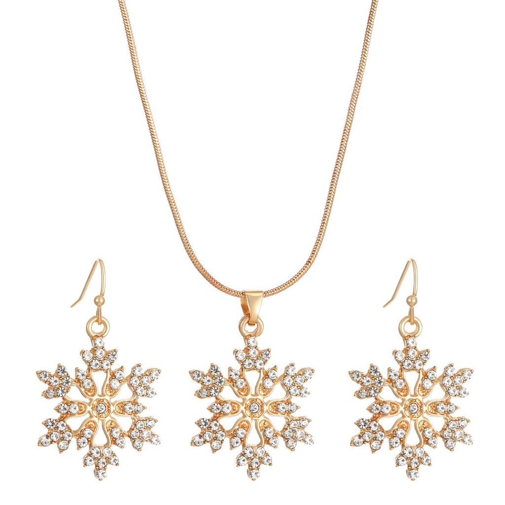 Элегантный комплект украшений «Снежинка»: Ожерелье и серьги из цельного бриллиантового сплава, идеально подойдут для китайского Дня святого Валентина.