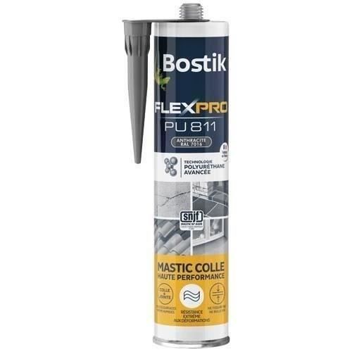 Mastic colle/joint - BOSTIK - Flexpro PU811 - Tous matériaux - Intérieur/extérieur - Anthracite RAL7016 - 300 ml