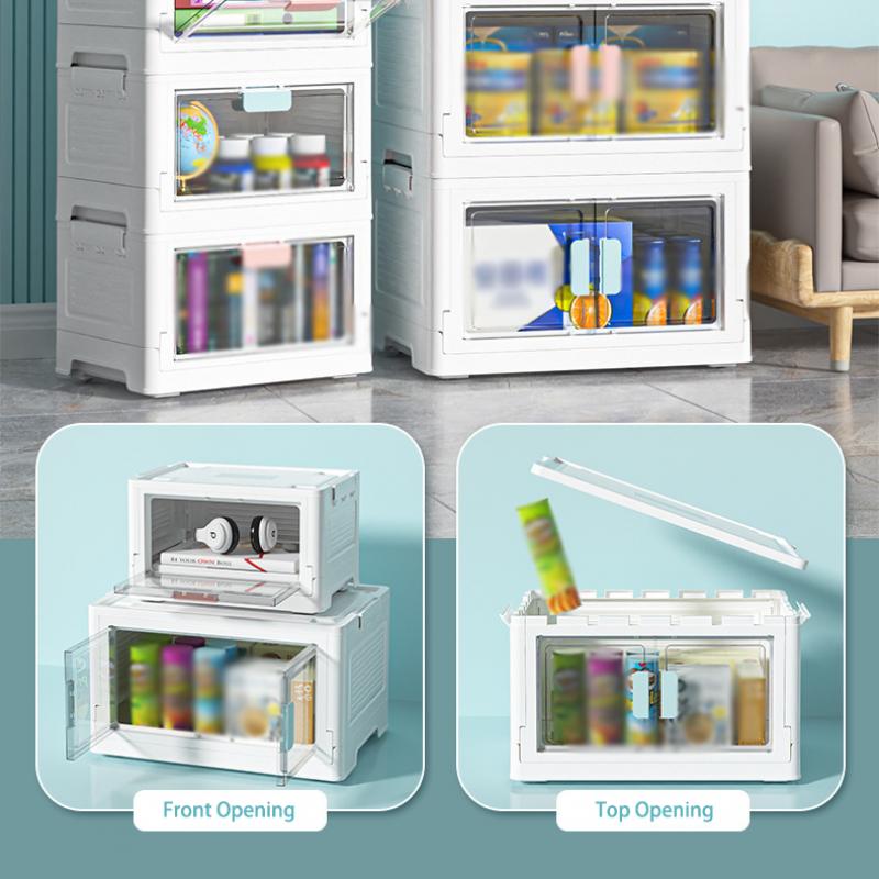 Складной ящик для хранения большой емкости, штабелируемый органайзер для мелочей, ящик для хранения игрушек для спальни, домашняя коробка для сортировки мелочей, прозрачные окна