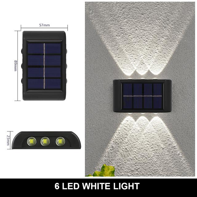 LED Solar Wall Lamp Outdoor Waterproof Up and Down Luminous Lighting for Garden Fence Decoration Sunlight Light