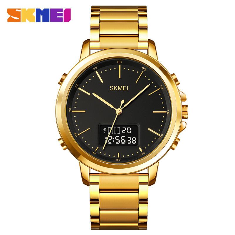 Men's Watch SKMEI Leather Strap 50M Waterproof LED Backlight 1652