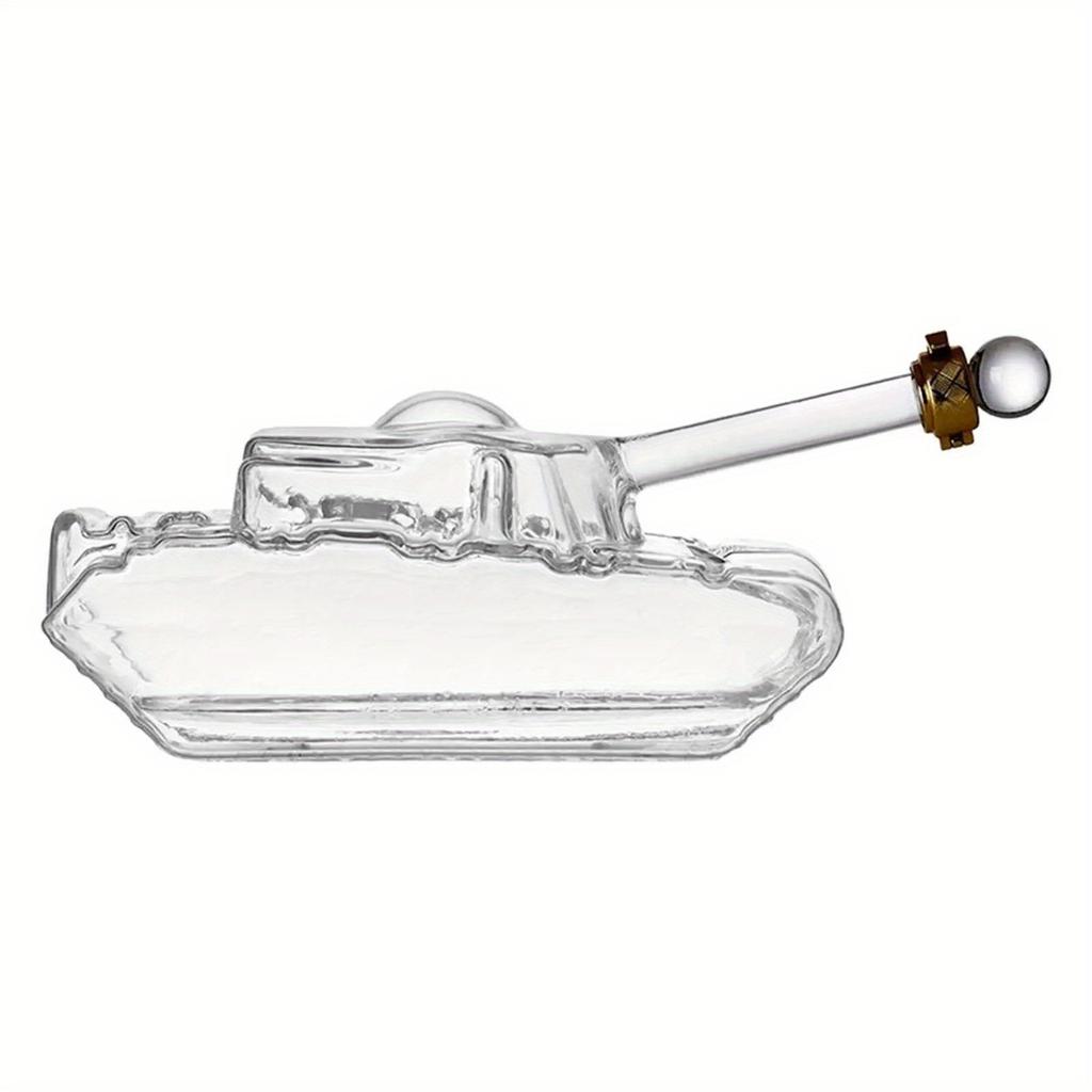 1 33.81 Ounce Can Shaped Glass Whiskey Decanter, Crystal Clear Glass with a Gold Stopper, Suitable for Whiskey and Vodka, Perfect for Men's Gifts