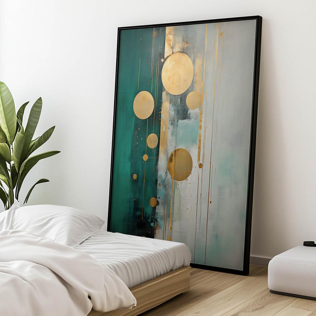 Kompozycja W Zielonych Tonacjach Kompozycja W Zielonych Tonacjach, 30X40 Cm, Rama Aluminiowa Czarna, Papier Matowy 230 Gsm