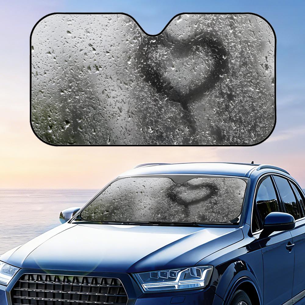 Heart Shape On Car Sun Visor Reusable Aluminum Foil Windshield UV Protection Heat Insulation Cover Foldable Sun Visor Shade