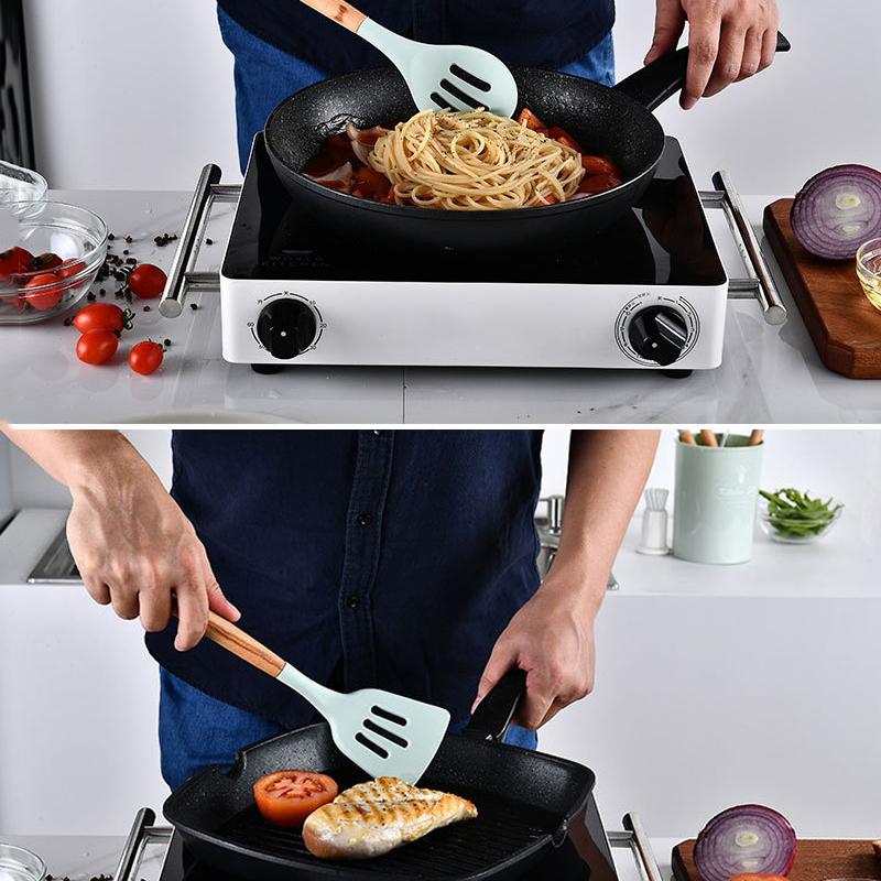 11 Pcs Silicone Kitchenware Cooking Utensils Set Non-stick Spatula Spoon Whisk
