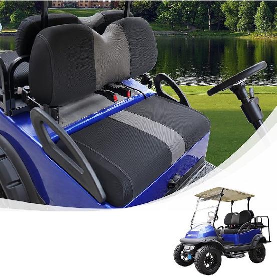 Чехлы на переднее сиденье гольф-кара, подходят для EZGO TXT 1994-2013, Стирка, Дышащая сетчатая ткань, Регулируемый чехол на сиденье для гольф-кара, Черный и серый