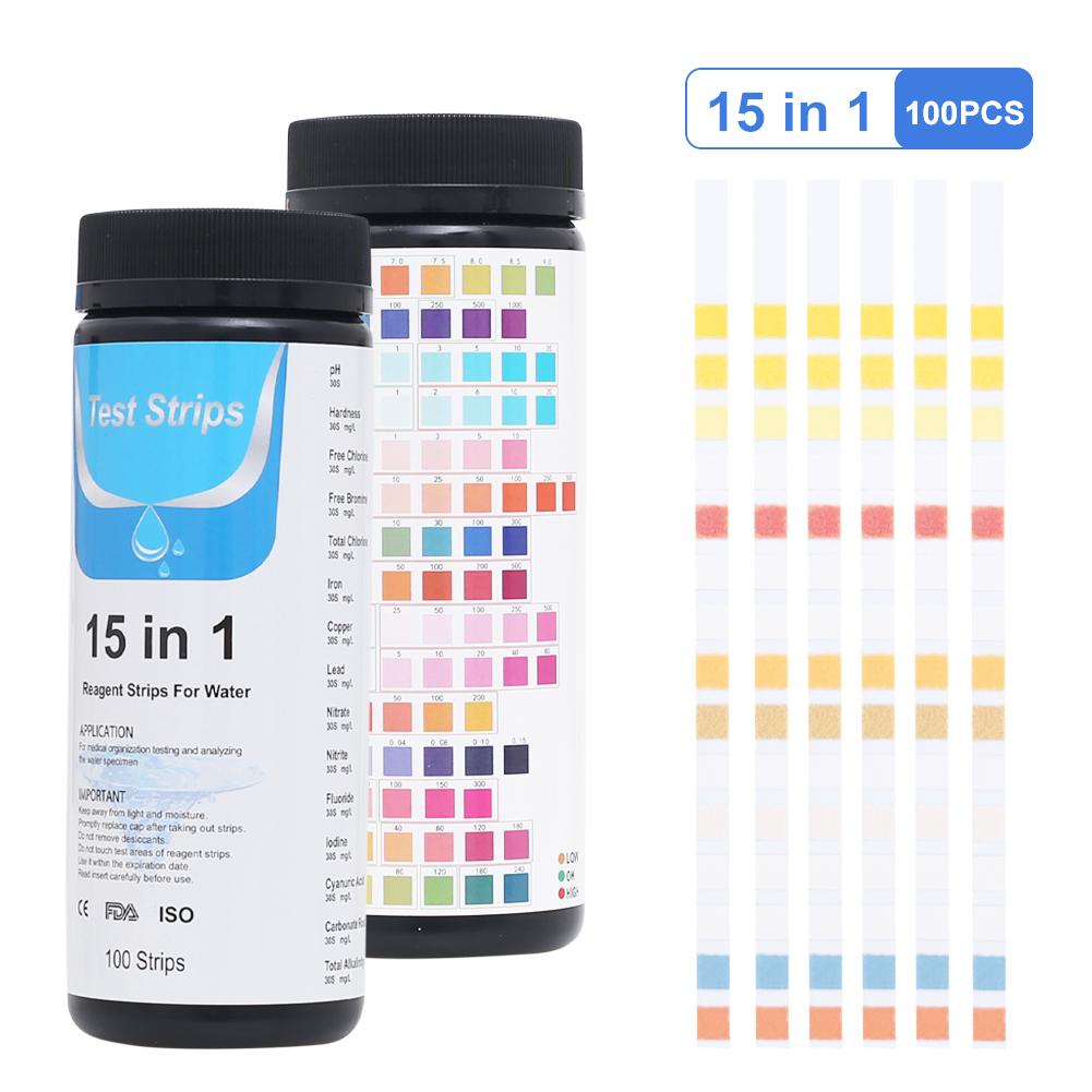 100 шт. Обновление теста для аквариума 16-в-1 Тестовая полоска для проверки качества воды Тестовая полоска для питья в аквариуме и бассейне