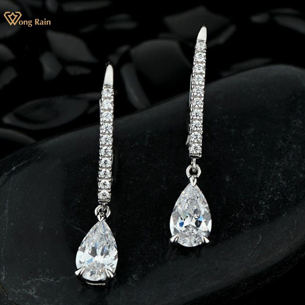 Стерлингового серебра 925 пробы, грушевидная огранка, муассанит, бриллианты, драгоценный камень, вечерние серьги с кисточками, висячие серьги, ювелирные украшения