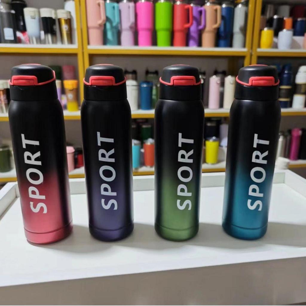 Термокружка с градиентным цветом и трубочкой Duckbill - 500 мл, корейский дизайн, нержавеющая сталь