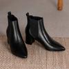 Krazing Pot Зимние ботинки челси из коровьей кожи с острым носком на толстом среднем каблуке, женские ботильоны без шнуровки, большие размеры, ботильоны в лаконичном стиле в стиле ретро
