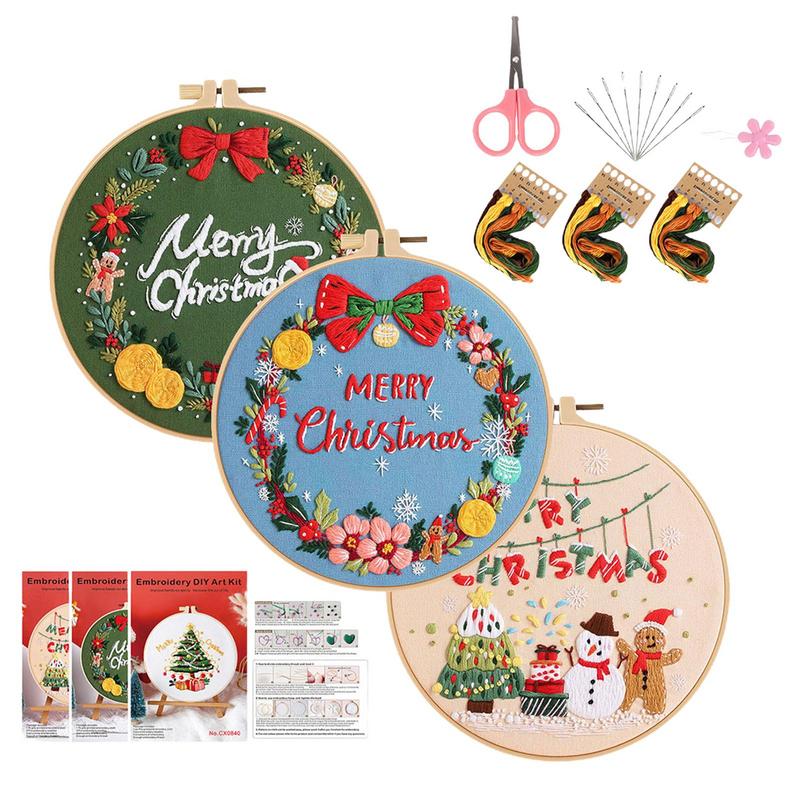 Christmas Embroidery Kit Merry Christmas Embroidery Kits With Patterns Christmas Stocking Ornaments Craft Kits Christmas
