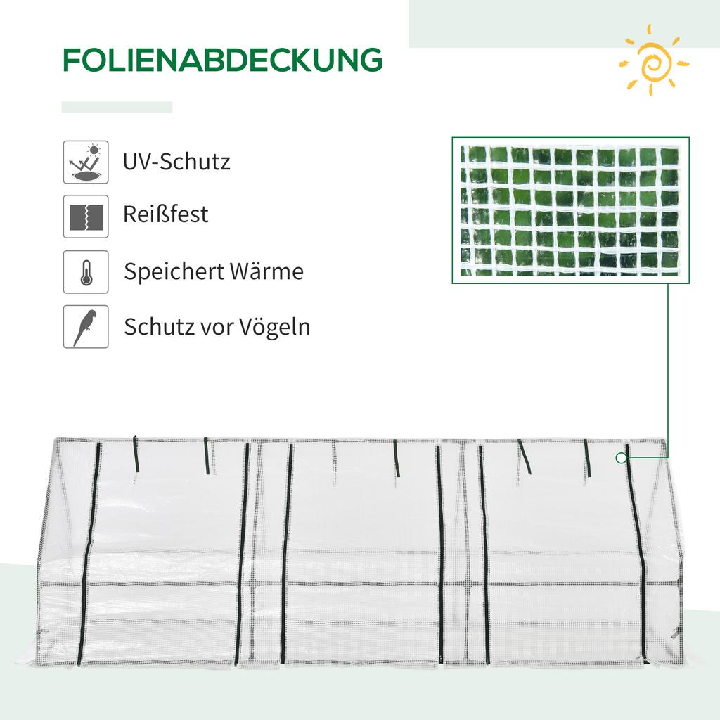 Greenhouse with Zipper Window, Winterproof Foil Greenhouse Made of Steel, Hothouse for Balcony, Garden, 270 x 90 x 90 cm, Tomato House for Tomatoes
