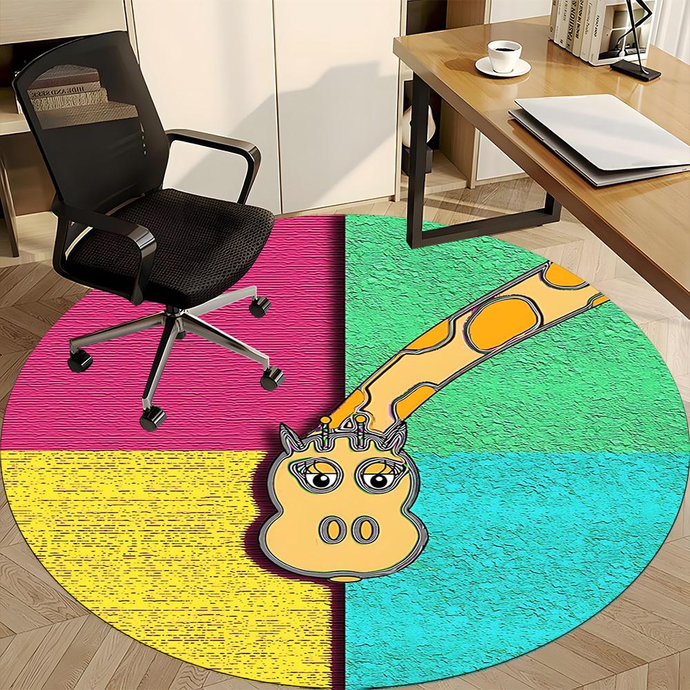 1pc Colorful Creature Office Round Rug, Non-slip, Soft and Durable Office Rug for Interior Decoration, Perfect for Office, Beautiful Decoration yy2603