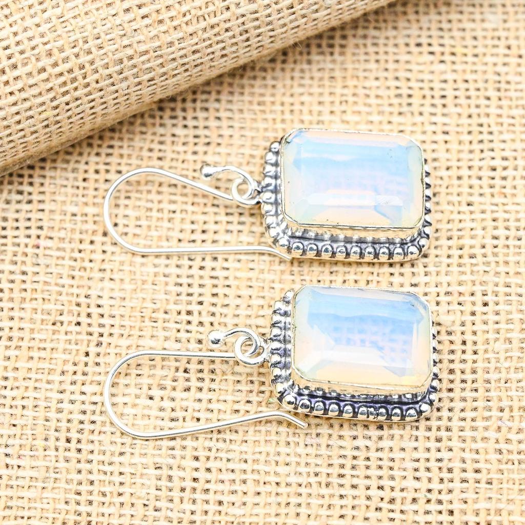 Milky Opal Gemstone Handmade 925 Sterling Silver Jewelry Lovely Earrings For Women