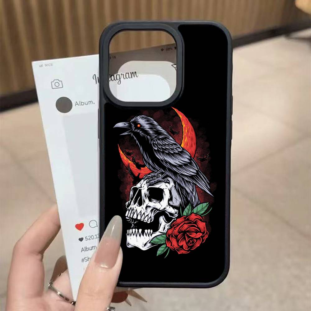 Череп Готический Жуткий Пастельный Гот Для iPhone 17 16 Pro Max Air 13 12 Mini 14 15 Plus 11 Задняя крышка из ПК+ТПУ
