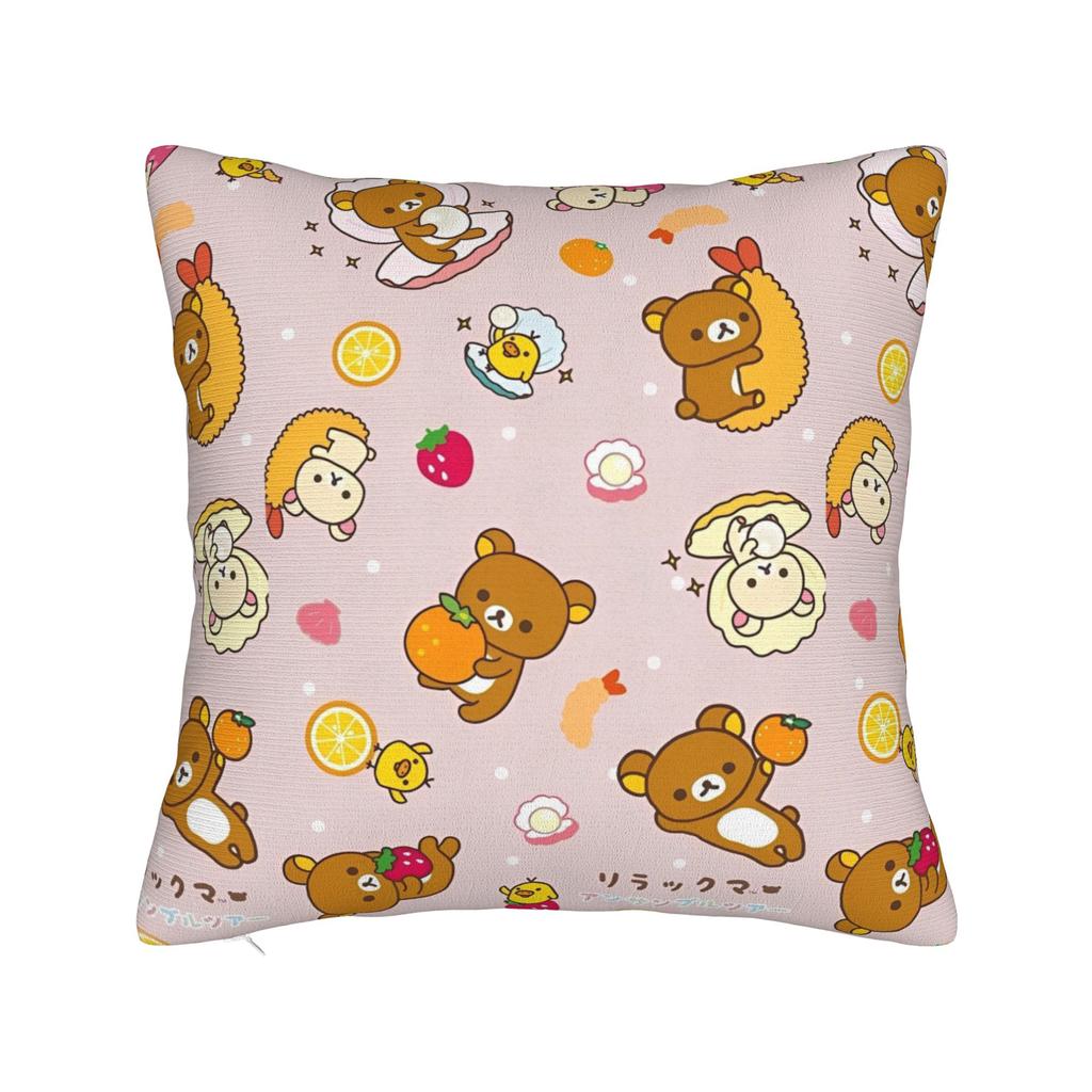 Мультяшная наволочка для подушки Rilakkuma Мультяшный медведь Полиэстер Подушка-плед Забавная наволочка