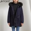 Fall/Winter Puffer Jacket for Women with Fleece Lining, Fur Collar, Hooded Warm Coat, Loose-Fit Cotton Jacket