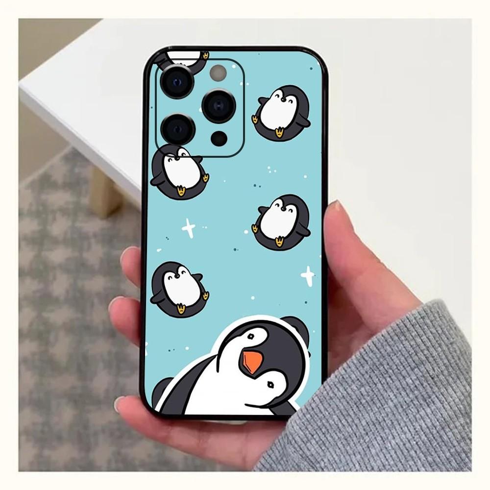 Пингвин Кавай Милый Мультяшный Чехол Для Телефона Для Apple iPhone 15,14,13,12,11,Pro,X,XS,Max,XR,Plus,Mini Мягкий Черный Чехол