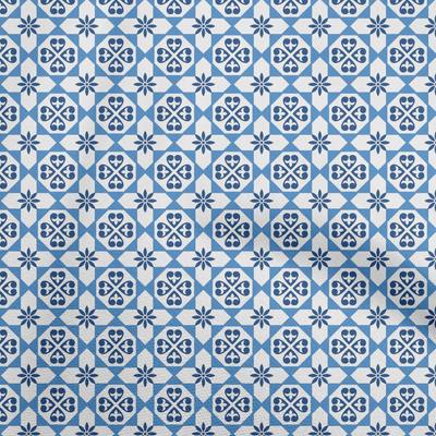 Хлопковая поплин синяя ткань Азиатский блок Цветочный материал платья Ткань Ткань с принтом в ярдах 42 дюйма