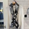 NINA SOLOR Houndstooth Art Patchwork Silk Wool Long Scarf