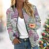 Women's Jacket Long Sleeve Lightweight Zipper Cropped Floral Printed Outerwear Casual Quilted Jacket With Pockets