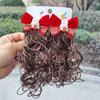 2pcs Kids Headwear Children's Bow Wig Cute Red Bowknot Hairclip Baby Wig Hairpin  New Year Festive